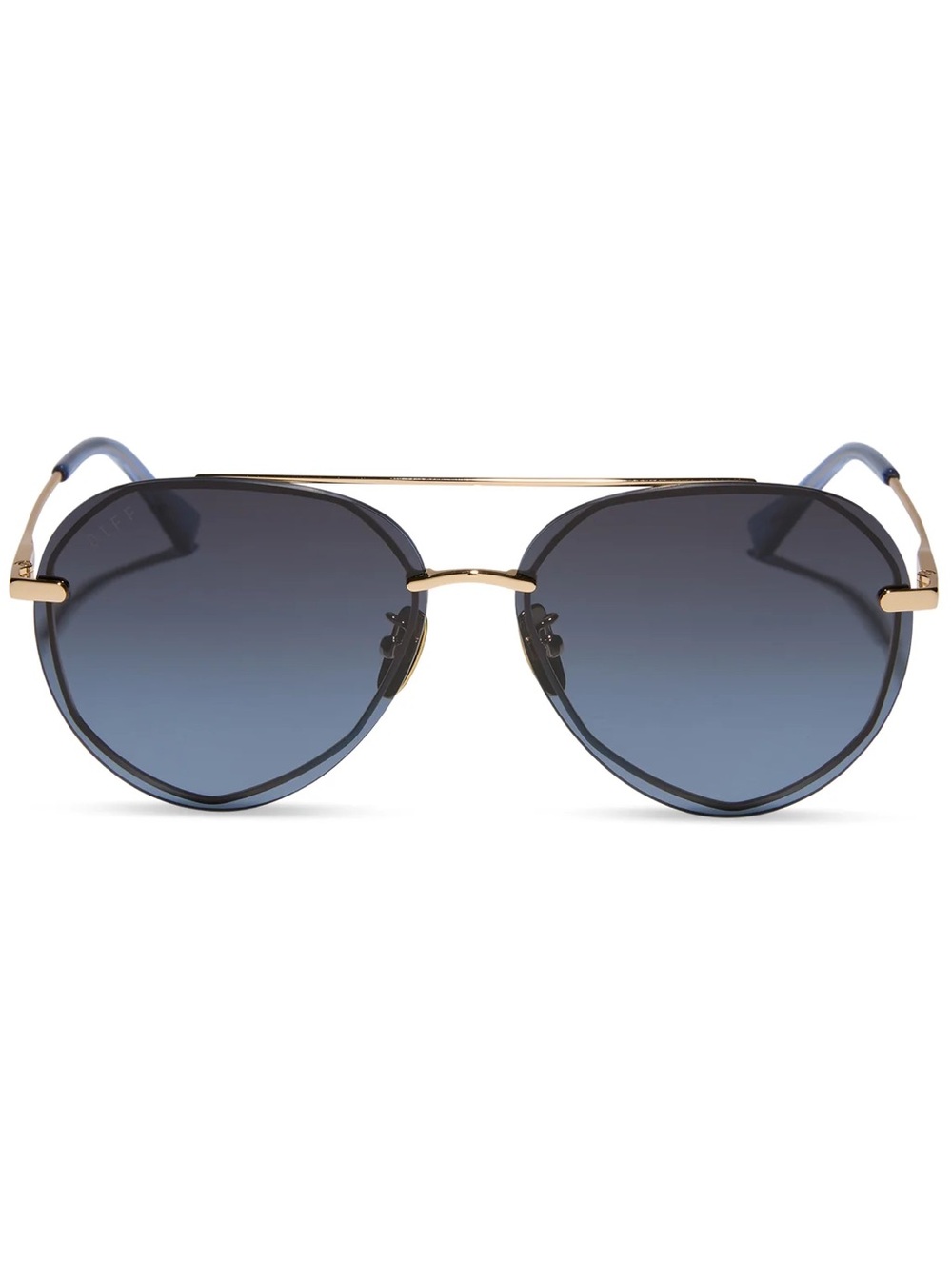 DIFF Lenox Polarized Sunglasses Aviators Gold Frame Blue Gradient Lens NWT